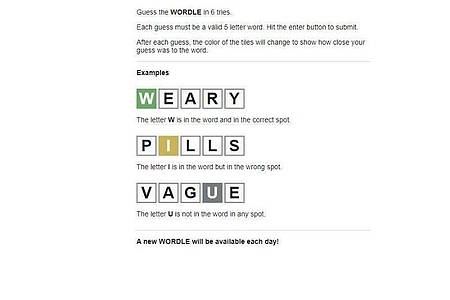 Die Wordle-Regeln sind schnell erklärt: Im Zentrum stehen drei Farben, die bei der Wortfindung helfen. Foto: powerlanguage.co.uk/dpa-tmn