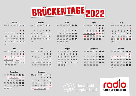 Kalender 2022 mit Brückentagen
